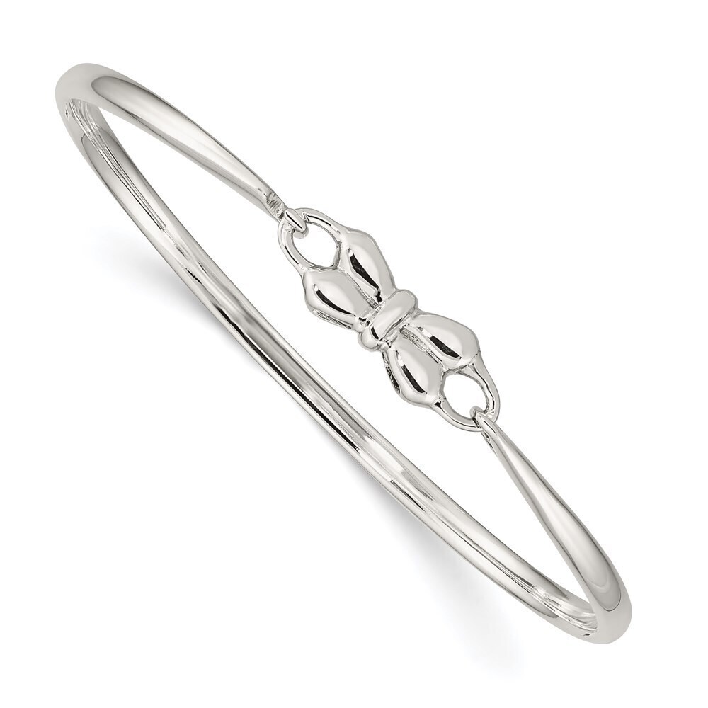 Kazi Luxury Sterling Silver Polished Bow Baby Bangle Bracelet